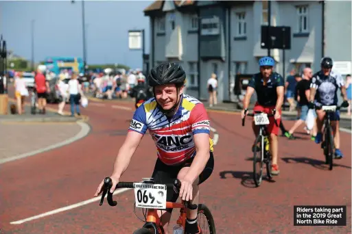  ??  ?? Riders taking part in the 2019 Great North Bike Ride