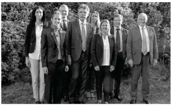  ??  ?? Les candidats de La République en Marche ! (de g. à Dr) : Chaïness Taleb, Anne Grignon, Michel Dupart, Martin Lévrier, Katia Lefeuvre, Virginie Rolland, Frédéric Spangenber­g et Jacques Guérin.