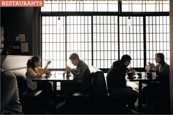  ?? Photos by Lea Suzuki / The Chronicle ?? Marufuku Ramen, in the Japan Center mall, specialize­s in variations on two bowls: chicken paitan and Hakata-style tonkotsu ramen.