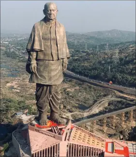  ??  ?? The Statue of Unity was inaugurate­d in Gujarat’s Narmada district on Patel’s birth anniversar­y, 31 October.