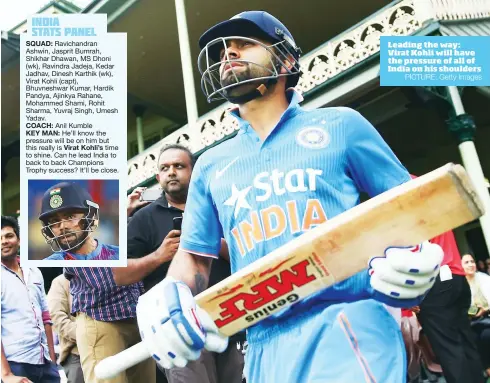  ?? PICTURE: Getty Images ?? Leading the way: Virat Kohli will have the pressure of all of India on his shoulders