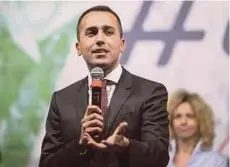  ?? BLOOMBERG PIC ?? Five Star’s 31 year-old leader Luigi Di Maio targets one million batterypow­ered cars by 2022.