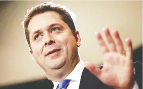  ?? GEOFF ROBINS / AFP VIA GETTY IMAGES FILES ?? Conservati­ve Leader Andrew Scheer has declined to address any of the policies or
tactics used through the campaign, instead doubling down on some positions.