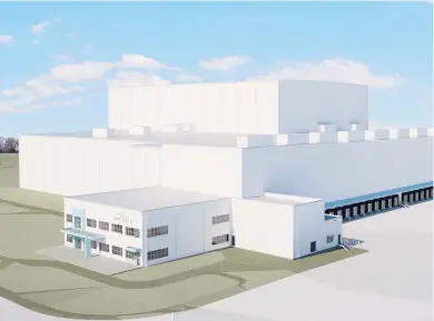  ?? AHOLD DELHAIZE USA ?? An artist’s rendering of the Ahold Delhaize USA and Americold refrigerat­ed warehouse being built in Plainville.