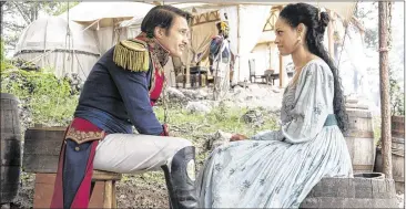  ?? PHOTOS BY CARLOS SOMONTE / HISTORY ?? Olivier Martinez as Santa Anna and Cynthia Addai-Robinson as Emily West in the History channel’s 10-part miniseries, “Texas Rising.”The series about the Texas Revolution premiered in January.