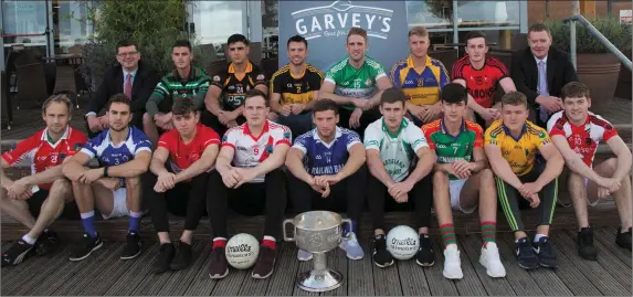  ??  ?? At the recent Round 1 draw and official launch of the County SFC at the Tralee Bay Wetlands last month were, front l-r, Eamonn Hickson (West Kerry), Ross O’Callaghan (Kerins O’Rahillys), Conor Geaney (Dingle), Shane Griffin (An Ghaeltacht), Paul Kennelly (Shannon Rangers), Micheal Reidy (St Kierans), Jack Brosnan (Mid Kerry), Niall Collins (Feale Rangers) and Brian Friel (Rathmore). Back l-r, Jim Garvey (garveys Supervalu), Trevor Walsh (St Brendans), Wayne Guthrie (Austin Stacks), John Payne (Dr Crokes), Billy Maguire (Killarney Legion), Gavin Crowley (Kenmare District), Shane O’Sullivan (Kenmare Shamrocks) and Tim Murphy (Chairman Kerry Co Comm).