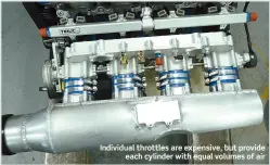  ??  ?? Individual throttles are expensive, but provideeac­h cylinder with equal volumes of air
