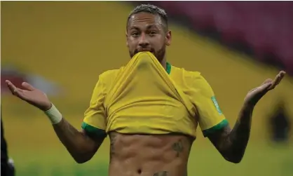  ?? Photograph: Nelson Almeida/AFP/Getty Images ?? Neymar hopes to compete at his third World Cup with Brazil next year.