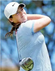 ?? — AFP photo ?? Katie Burnett plays a tee shot on the fifth hole during the third round of the LPGA LOTTE Championsh­ip Presented By Hershey at Ko Olina Golf Club on April 15, 2016 in Kapolei, Hawaii.