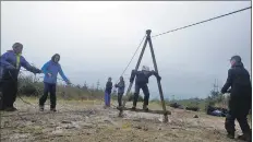  ??  ?? Another rope challenge for the pupils.