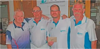  ??  ?? The Personal Trust team, all members of the George Bowling Club, finished in second position. From left: Jimmy Power, Louis van Zyl, “Prof” Stadler and Gerrie van Rensburg.