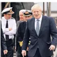  ?? FOTO: RTR ?? Boris Johnson am Montag bei einem Schiffsbes­uch in Schottland.