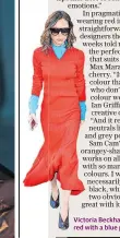 ??  ?? Victoria Beckham paired red with a blue polo neck