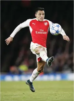  ??  ?? LONDON: Arsenal’s Chilean striker Alexis Sanchez in action during their UEFA Champions League Group F football match between Arsenal and GNK Dinamo Zagreb at The Emirates Stadium in London on Tuesday.