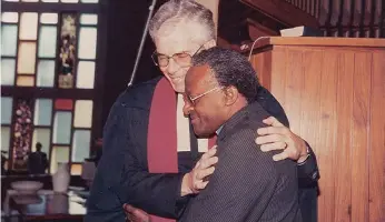  ??  ?? PETER Storey and Archbishop Emeritus Desmond Tutu.