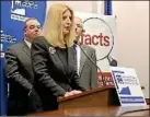  ?? CHRISTINE STUART/ CTNEWSJUNK­IE.COM FILE PHOTO ?? Somers First Selectwoma­n Lisa Pelligrini was one of many elected officials who traveled to Hartford Monday to voice their objections over the proposed eliminatio­n of municipal car tax collection.