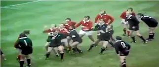  ?? PHOTO: YOUTUBE ?? Andy Haden dives from a lineout and into infamy during a controvers­ial All Blacks test against Wales in 1978.