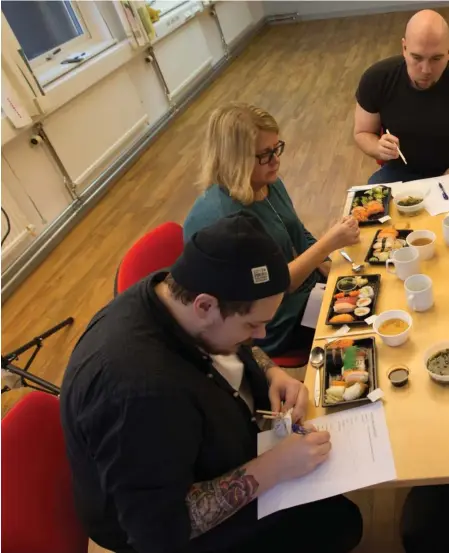  ??  ?? sushi från sex olika restaurang­er testades av ttela:s jury under det stora testet. medverkade i testet gjorde gabriel anderssn, Ulrika Kööhler, Micael Thernström, Lovisa Meijer och Karin Engqvist.