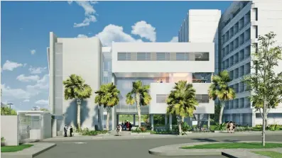  ?? ?? Artist’s rendering of the planned Miriam and Moshe Shuster Building for the Center for Traumatic Stress and Resilience