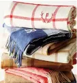  ??  ?? A super-soft throw with an antler monogram at Mark &amp; Graham makes a cosy holiday gift.