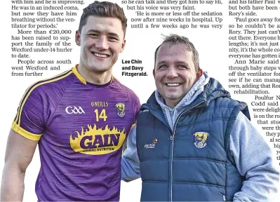  ??  ?? Lee Chin and Davy Fitzgerald.