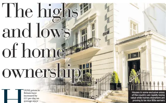  ??  ?? Houses in some exclusive areas of the country are rapidly losing value while homes elsewhere are proving to be nice little earners