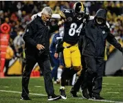  ?? JUSTIN K. ALLER / GETTY IMAGES ?? Pittsburgh receiver Antonio Brown hasn’t played since sustaining a torn left calf against New England on Dec. 17. The Steelers, who are the second seed in the AFC, have a bye this week.