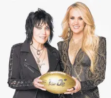  ?? NBC SPORTS ?? Joan Jett, left, and Carrie Underwood have teamed up for “Waiting All Day for Sunday Night,” which will open “Sunday Night Football.”