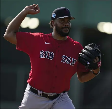  ?? BRYNN ANDERSON — THE ASSOCIATED PRESS ?? Boston Red Sox relief pitcher Kenley Jansen runs a drill at spring training baseball practice on Friday, Feb. 17, 2023, in Fort Myers, Fla.