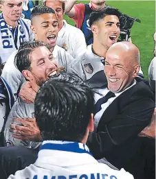  ?? FOTO: AP ?? Zinedine Zidane es .elicitado por sus pupilos, “la clave del éxito ha sido esto, la unidad”, dijo el DT.