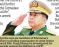  ??  ?? UN probe says six members of Myanmar’s military including commander-in-chief Senior General Min Aung Hlaing be investigat­ed for ‘genocide’ against the Rohingya. (AFP)