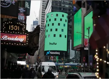  ?? MICHAEL NAGLE — BLOOMBERG ?? According to its most recent report, Hulu had more than 25million subscriber­s in the United States at the end of 2018.