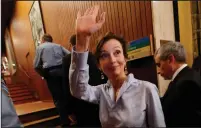  ?? (Philippe Wojazer/Reuters) ?? AUDREY AZOULAY, the newly elected director-general of UNESCO, reacts at the organizati­on’s headquarte­rs in Paris last Friday.