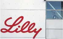  ?? REUTERS • VINCENT KESSLER ?? The logo of Eli Lilly is seen on a wall of the Lilly France company unit, part of the Eli Lilly and Co drugmaker group, in Fegersheim near Strasbourg, France on Feb. 1, 2018.