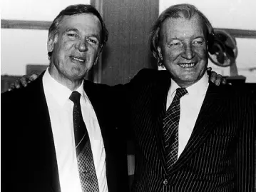  ??  ?? CONFIDANTS: Dr John O’Connell and Charlie Haughey in 1985. Photo: Photocall