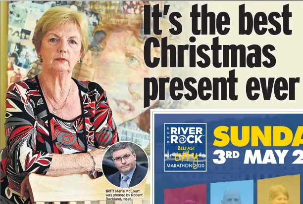  ??  ?? GIFT Marie Mccourt was phoned by Robert Buckland, inset