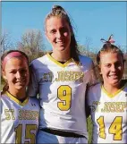  ?? St. Joseph Athletics ?? St. Joseph girls lacrosse players Maddigan Leifer, Izzy Casucci and Mia Geignetter.