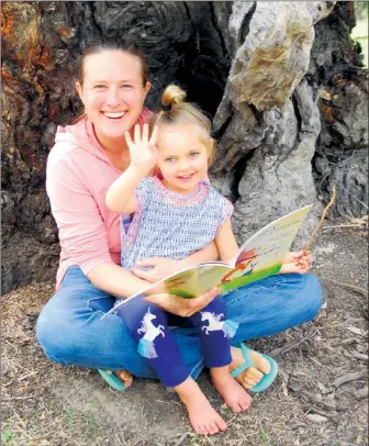  ??  ?? TALKING TREES: Therese Humphrys and her daughter Heidi Schmutter, 3, of Natimuk, will be among families making the most of the Trees Tell Tall Tales Trail.
Picture: DEAN LAWSON