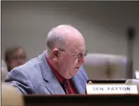  ?? (Arkansas Democrat-Gazette/Colin Murphey) ?? State Sen. John Payton, R-Wilburn, speaks during a meeting of the Legislatur­e’s Joint Budget Committee near the state Capitol on Tuesday.
