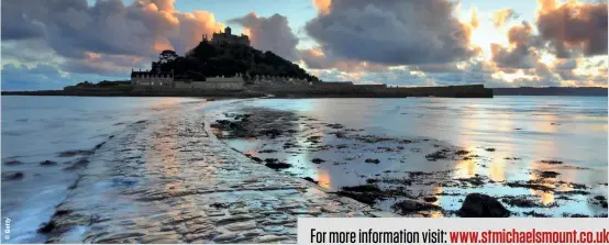  ??  ?? BELOW: St Michael’s Mount was an inspiratio­n for John Milton and J. M. W. Turner and has been a film location for Dracula, Never Say Never Again and Johnny English