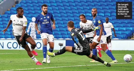  ?? BPI/REX ?? On target: Onomah (left) puts Fulham up in the tie