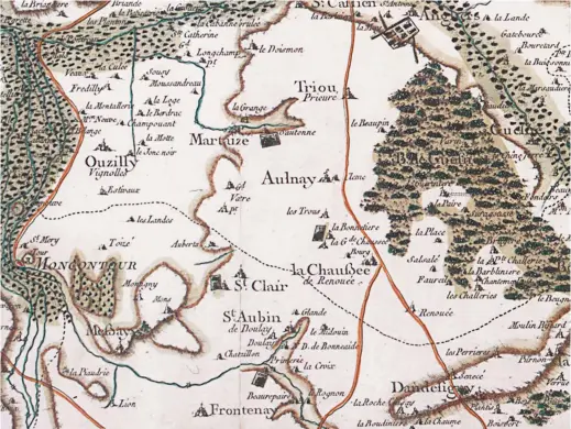  ?? Gracieuset­é: cassini.ehess.fr
– ?? La Chaussée et Martaizé, qui figurent sur cette carte d’époque de Cassini, sont à 6 km l’une de l’autre, au sud de Loudun.