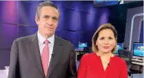  ??  ?? Ángel García-Lascurain y Ludivina Leija, nueva presidenta del IMEF Sureste, estuvieron ayer en Tele Saltillo.