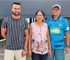  ?? ?? From left: Shivneel Naiker with his parents Anita Naidu and Vinod Naiker.