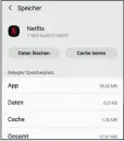  ??  ?? Über Daten löschen und/oder Cache leeren lassen sich zumindest App-bezogene Daten schnell entfernen.