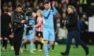  ?? ?? Aymeric Laporte had a late headed effort disallowed by VAR for offside. Photograph: Matt McNulty/Manchester City FC/ Getty Images