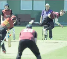  ?? ?? Washington bowler Jack Brassell takes aim against Eppleton.