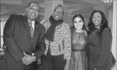  ??  ?? DuShun Scarbrough, commission executive director, with state Rep. Vivian Flowers (D-Pine Bluff), Maria Meneses and Ashley Sweetwine