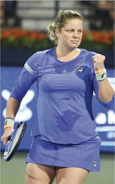  ?? File / Agence France-presse ?? Kim Clijsters, who is looking forward to returning to the US, began her second comeback in February in Dubai, where she lost to Garbine Muguruza in the first round.