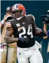  ?? LYNNE SLADKY/ASSOCIATED PRESS ?? Cleveland Browns running back Nick Chubb was held to just 19 yards on 14 carries last week against the Buffalo Bills.